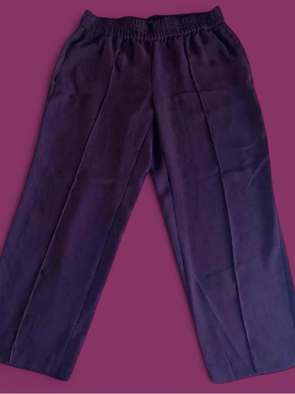 Burgundy Wide-Leg Crop Dress Pants (Petite Small)